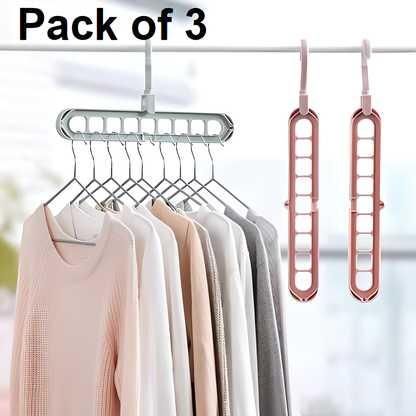 Multi Functional Adjutable Clothes Hanger (Multicolor, Pack Of 3)